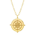 Solid gold compass medallion necklace
