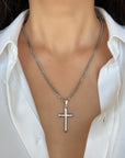 14K Solid Gold Classic Beveled Edge Cross Pendant