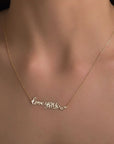 Minimalist real gold necklace with "Love You More" pendant