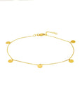 real gold ankle bracelet with dangling coin charms