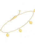 Coin charm anklet 14k yellow gold with lobster clasp