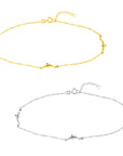 14K Yellow and White Gold Dolphin Charm Anklet Adjustable Chain