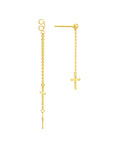gold dangle cross earrings