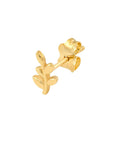 Dainty real gold branch earrings with leaf design for women