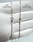 14K White Real Gold Square Box Link Chain Necklace