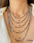 diamond cut white gold chain