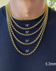 14K Real Gold Rolo Link Chain Necklace