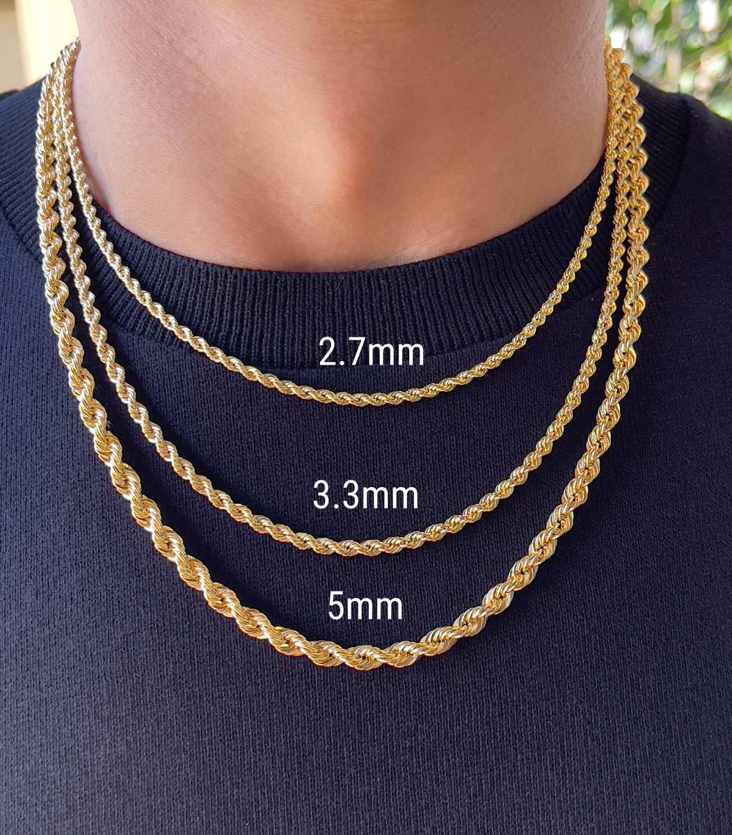 Trustblue127 24K Gold Plated French Rope Chain Necklace – 20 Inch, 3mm, Diamond-Cut