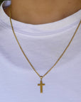 Solid 14K Real Gold Black Enamel Cross Pendant