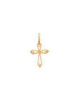 14K Yellow Gold Geometric Open Cross Pendant with Cubic Zirconia