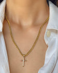 14K Real Gold Simple Cross Pendant