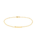 Real 14K Solid Gold Paper Clip Anklet with ID Bar
