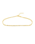 Solid 14K Real Gold Valentino and Hammered Mariner Chain Anklet