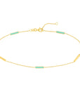 Real 14K Solid Gold Enamel Alternating Bar Anklet