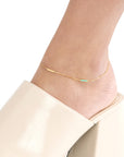 Real 14K Solid Gold Enamel Alternating Bar Anklet