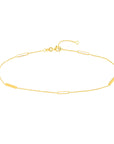 Real 14K Solid Gold Enamel Alternating Bar Anklet