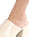 Real 14K Solid Gold Enamel Alternating Bar Anklet