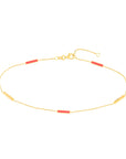Real 14K Solid Gold Enamel Alternating Bar Anklet