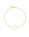 Solid 14K Real Gold Diamond Circle Bracelet