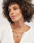 Solid 14K Real Gold Black Enamel Cross Pendant