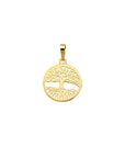10K or 14K yellow gold Family Tree pendant charm displayed against a clean white background.