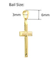 14K Solid Gold Classic Beveled Edge Cross Pendant