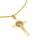 14K Solid Gold Saint Benedict Cross Pendant Charm