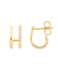 gold diamond huggie earrings