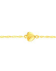Dainty 14k yellow gold foot bracelet with heart charms