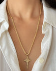 Real Gold San Benito Cross Jesus Christ Charm