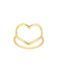 14K Real Gold Open Heart Statement Ring – Unique Love Heart Jewelry Gift