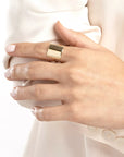 Square Chunky Statement 14K Solid Gold Ring for Women