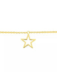 Adjustable 14k yellow gold anklet chain with star