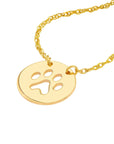 14k gold paw print necklace