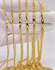 10K 14K Yellow Real Gold Square Wheat Chain Necklace