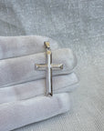 14K Solid Gold Classic Beveled Edge Cross Pendant