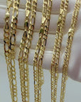 14K Real Gold Figaro Link Chain Necklace