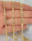14K Yellow Real Gold Double Cuban Link Chain Necklace