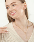 14K yellow gold toggle paperclip chain necklace for women