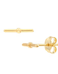 14k gold bar stud earrings