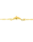 Solid Gold Dolphin Anklet Adjustable Chain Ocean Inspired Jewelry