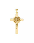 Saint Benedict Crucifix Pendant 14K Solid Gold Italy