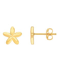 14K solid gold blossom flower stud earrings for women