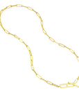 Minimalist 3.8mm thick solid gold chain link necklace with toggle clasp