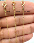 14k solid gold Singapore chain necklace 1mm 1.2mm 1.4mm