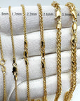 14k real gold wheat chain 1.5mm 1.7mm 2.2mm 2.6mm 3.9mm 4.5mm