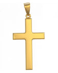 14K Solid Gold Classic Beveled Edge Cross Pendant