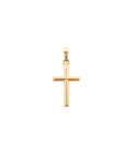 10K or 14K yellow solid gold classic cross pendant displayed on a clean white background.