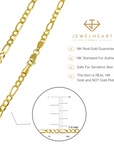 14 karat yellow gold solid figaro link necklace 22