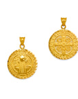 Saint Benedict Medal Real 14K Solid Gold San Benito Medallion Pendant